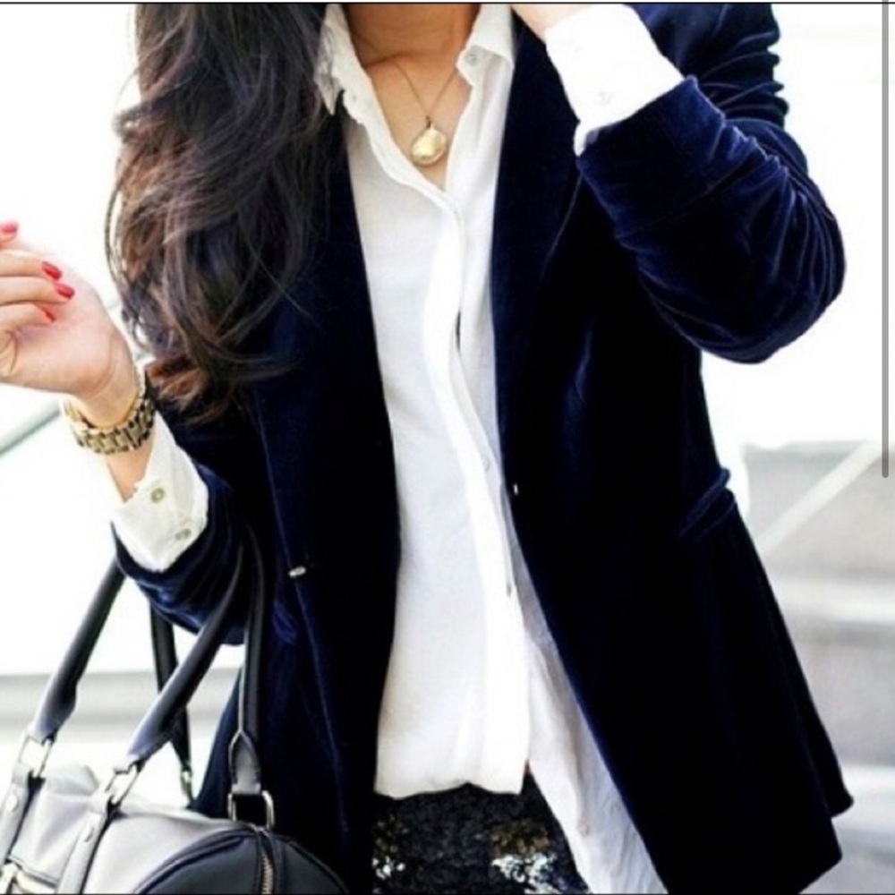 J Crew navy velvet blazer